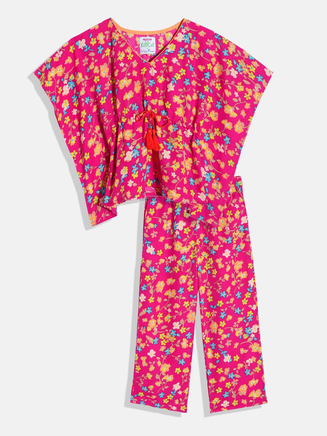 

The Kaftan Company Girls Printed Night Suit, Pink