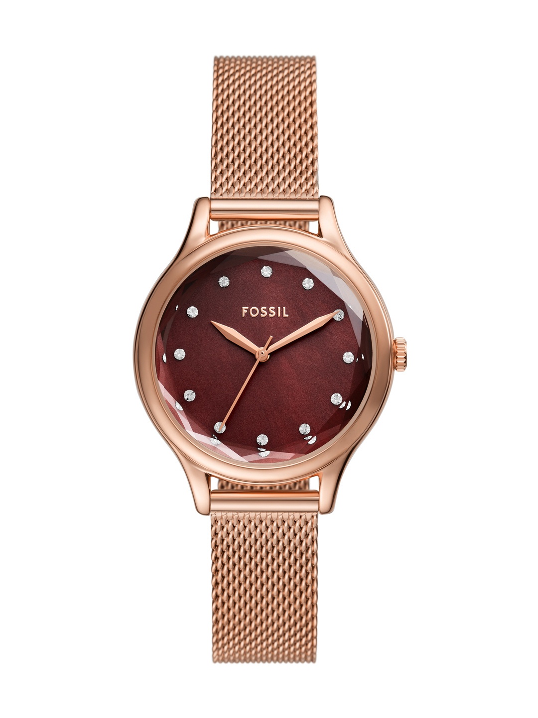 

Fossil Women Embellished Laney Analogue Watch BQ3978-Rose Gold, Red