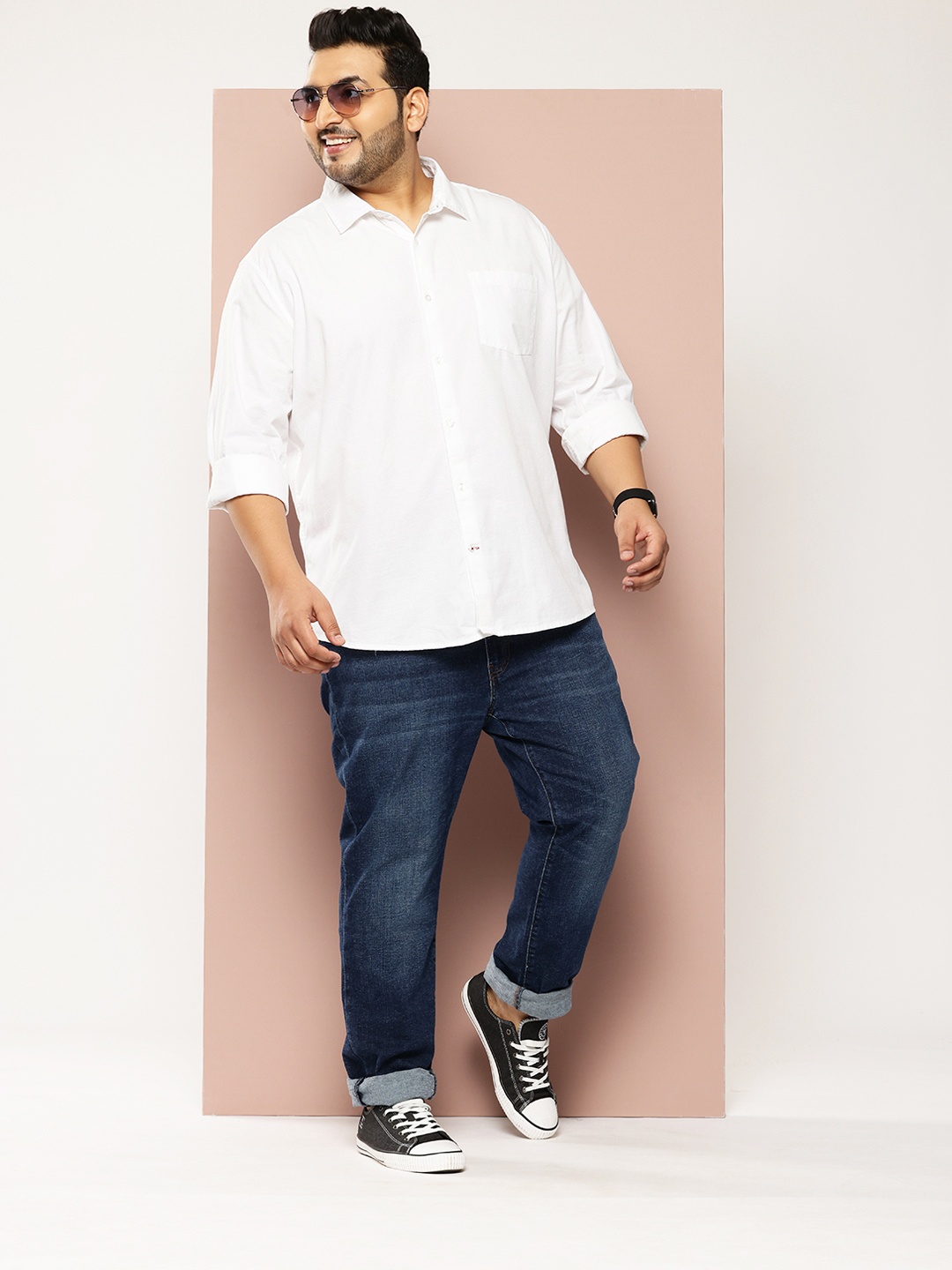 

VASTRADO Plus Size Men Classic Slim Fit Casual Shirt, White