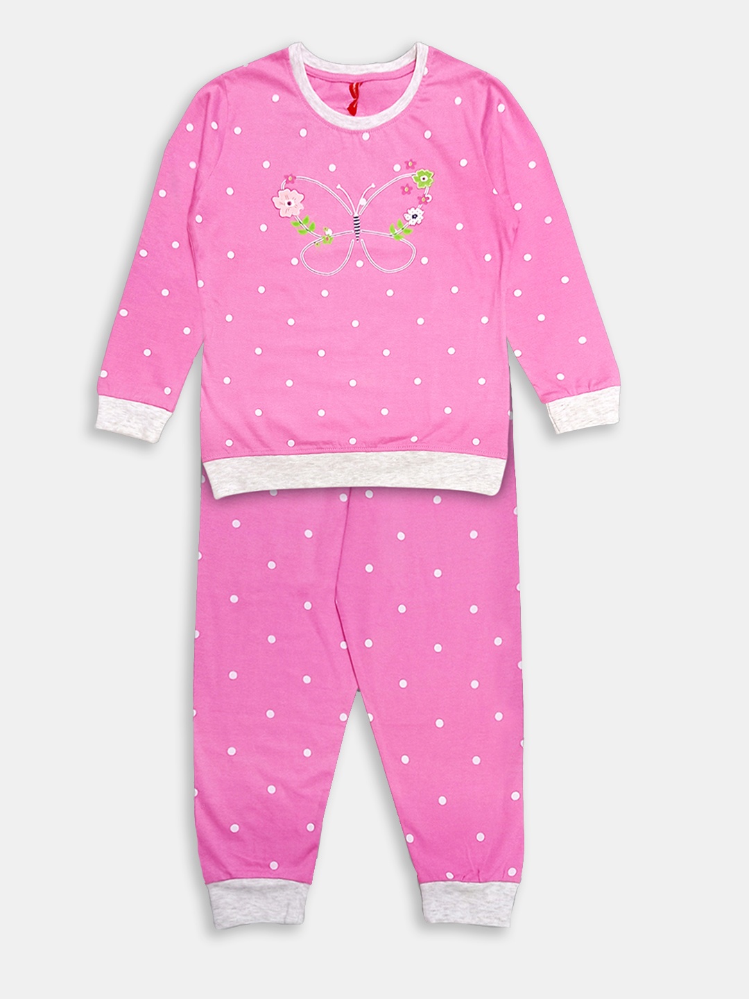 Here&Now X Game Begins Girls Pure Cotton Printed Top with Joggers, Pink
