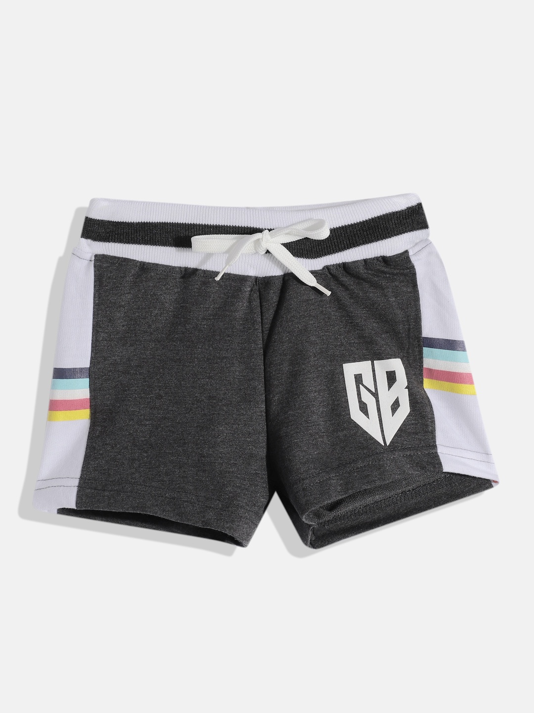 

Here&Now X Game Begins Girls Striped Pure Cotton Hot Pants, Grey