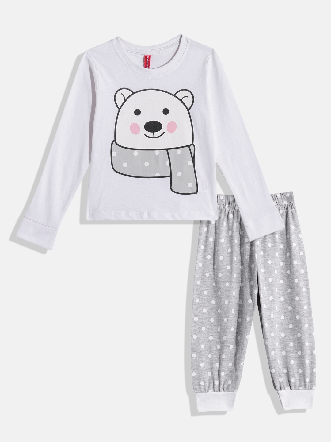 Here&Now X Game Begins Girls Pure Cotton Printed T-shirt With Joggers, White