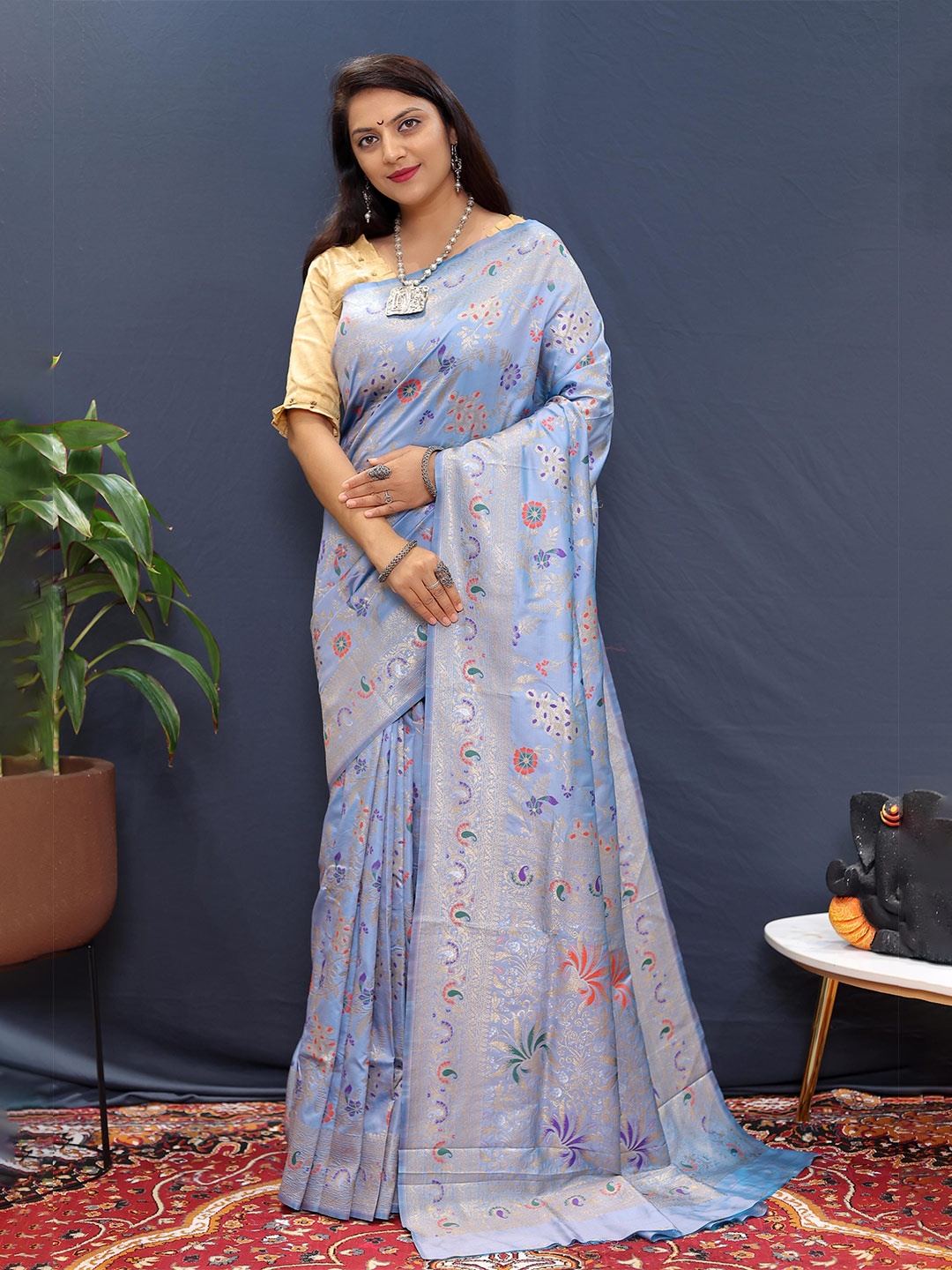 

KIMISHA Woven Designed Zari Paithani Saree, Lavender