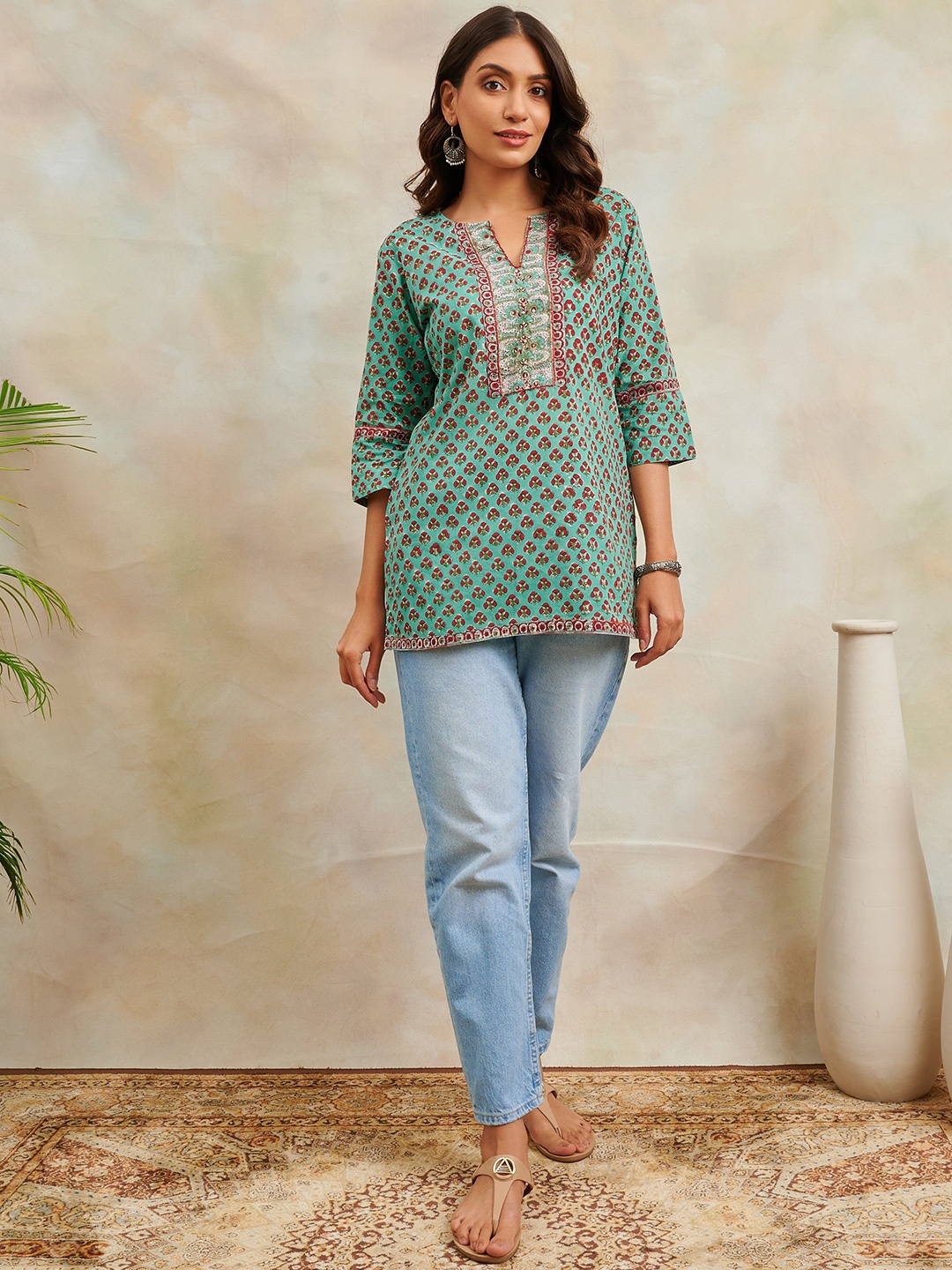 

Tahiliya Women Printed Tunic, Green