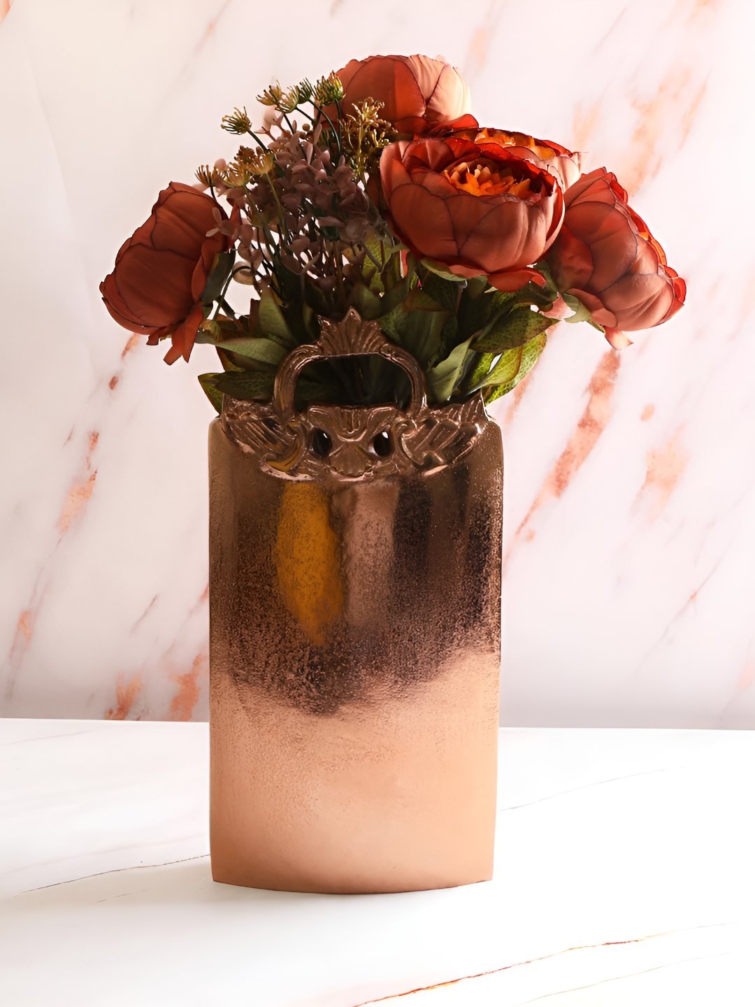 

THE HOME CO. Copper Toned Rectangle Flower Vase