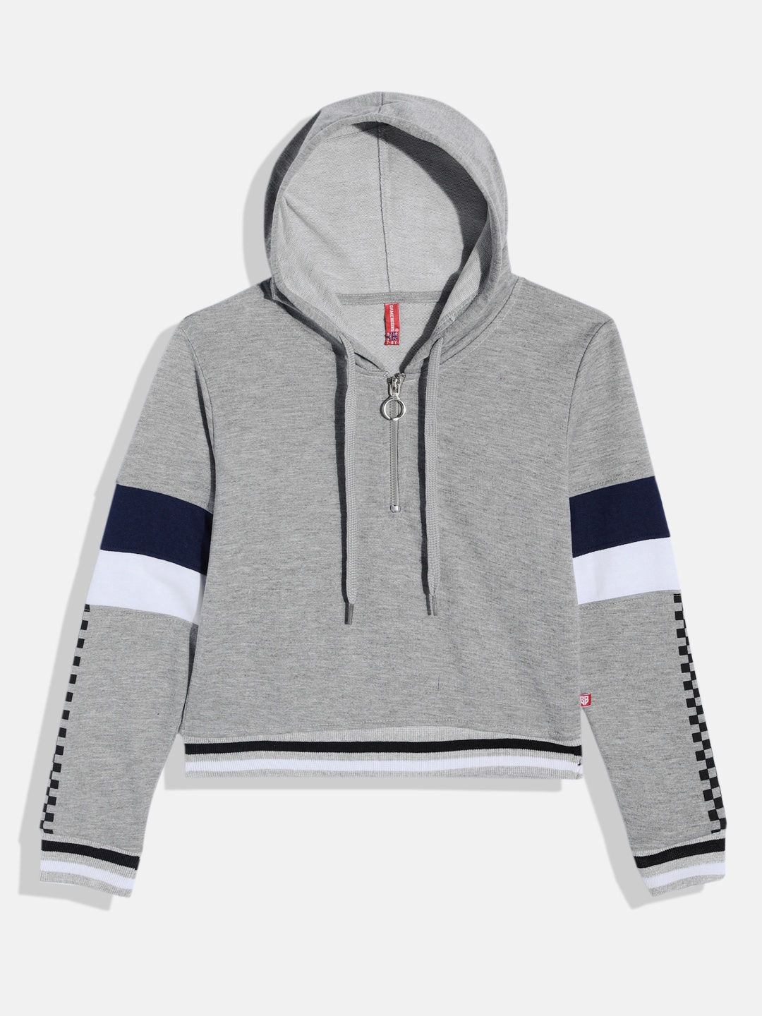 

Here&Now X Game Begins Girls Striped Hooded Sweatshirt, Grey
