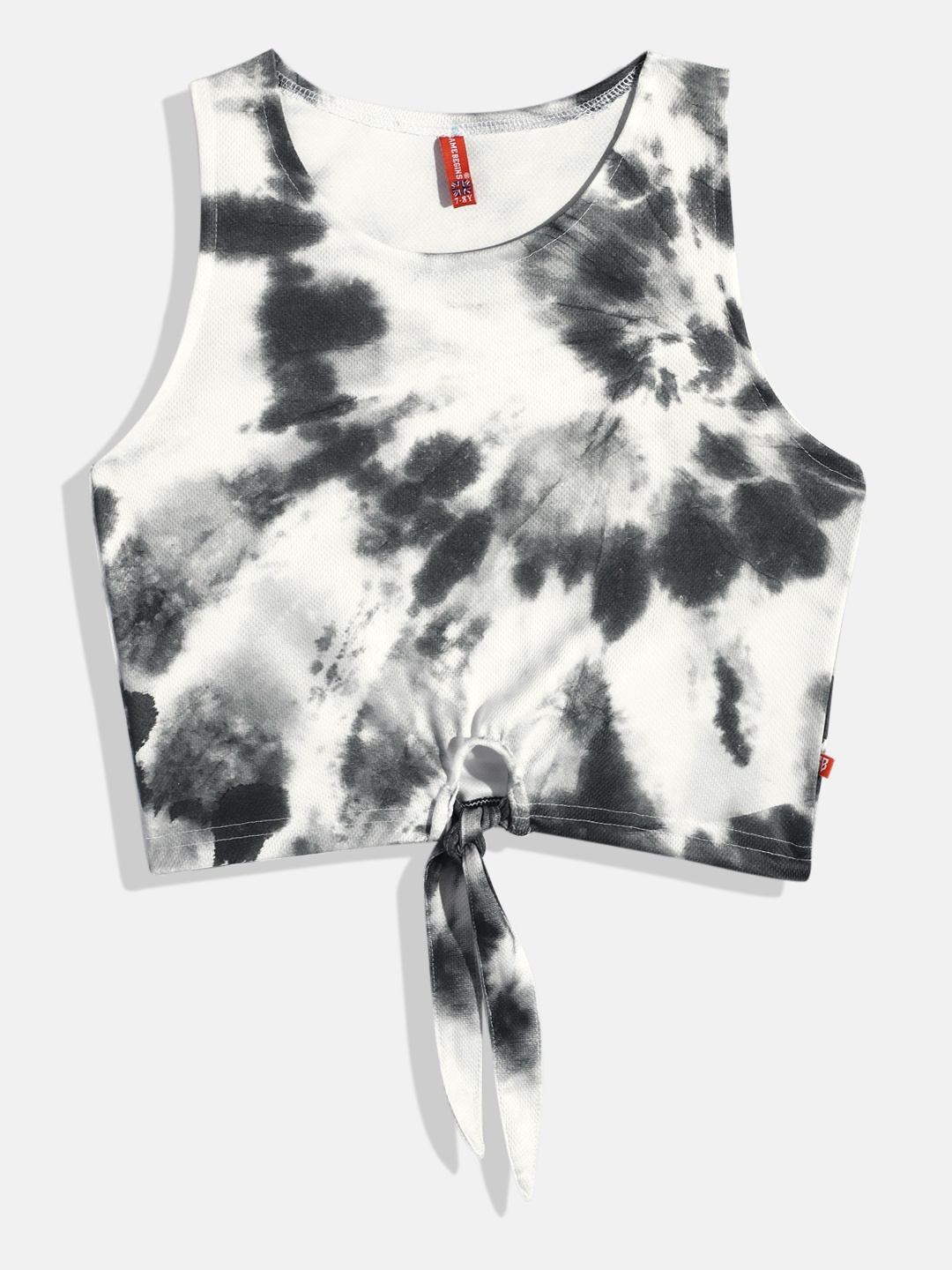 

Here&Now X Game Begins Girls Pure Cotton Tie and Dye Crop Top, Black