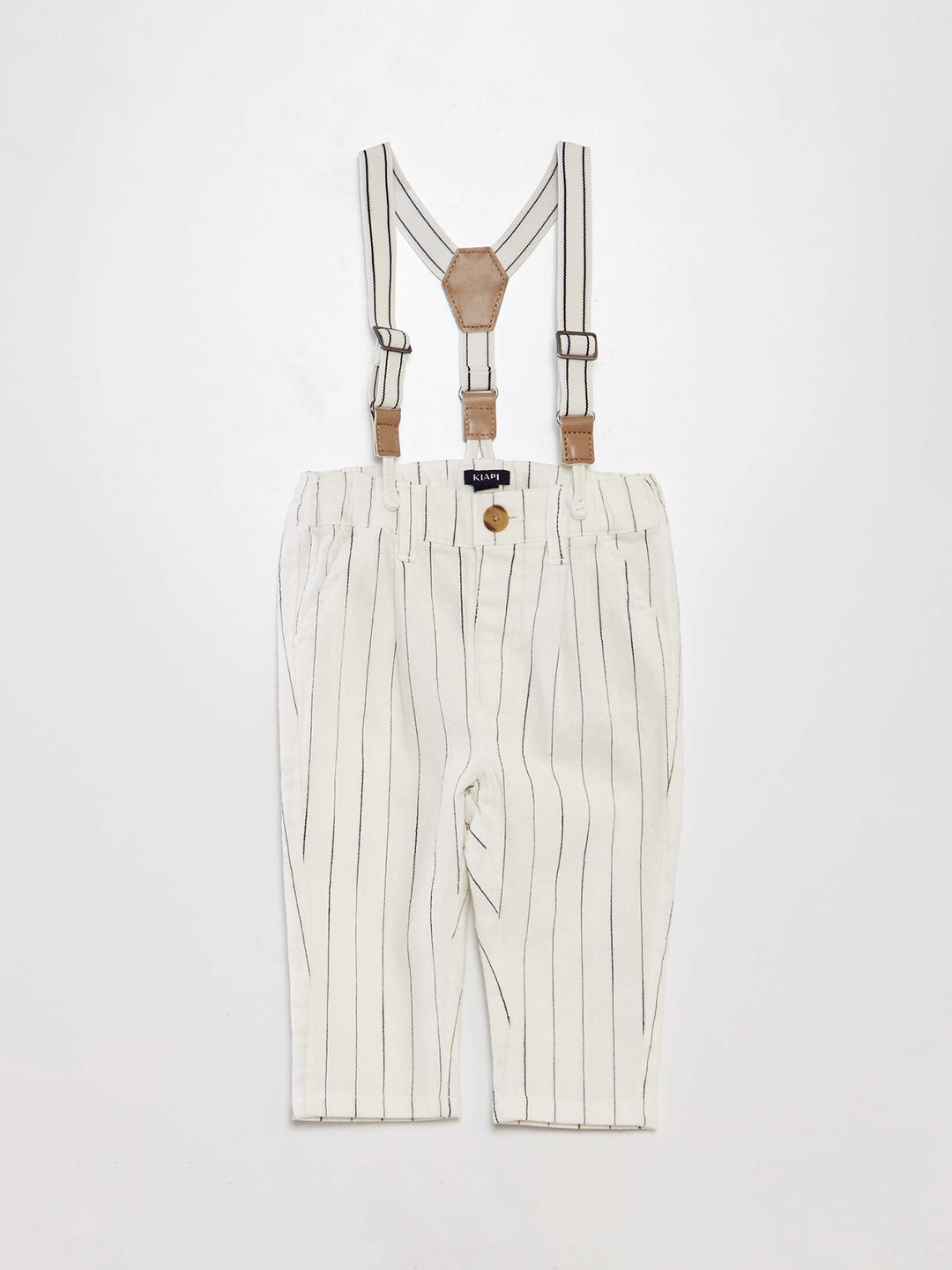 

KIABI Boys Striped Regular Fit Mid-Rise Trousers, White