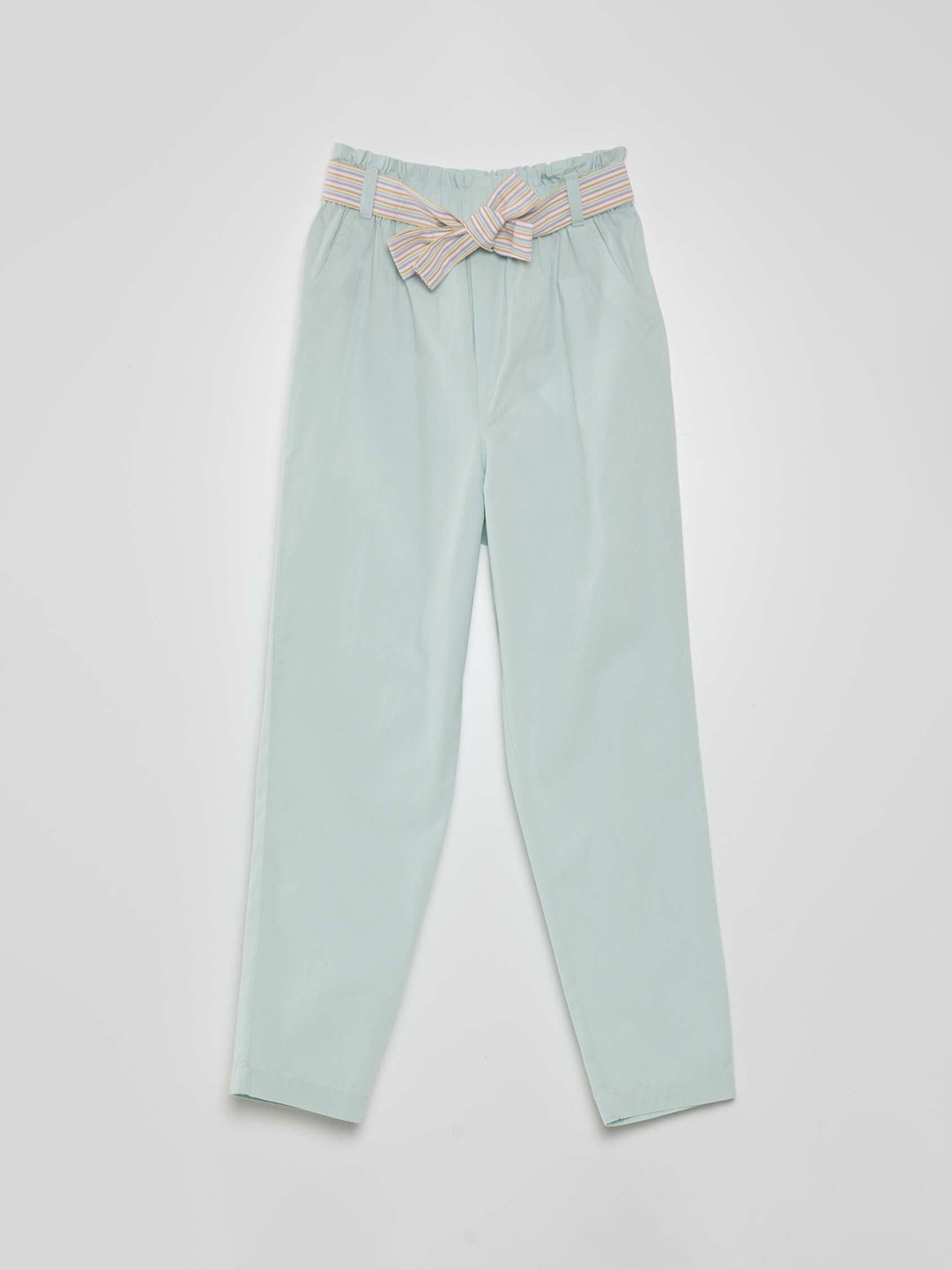 

KIABI Girls Cotton Mid-Rise Trousers, White