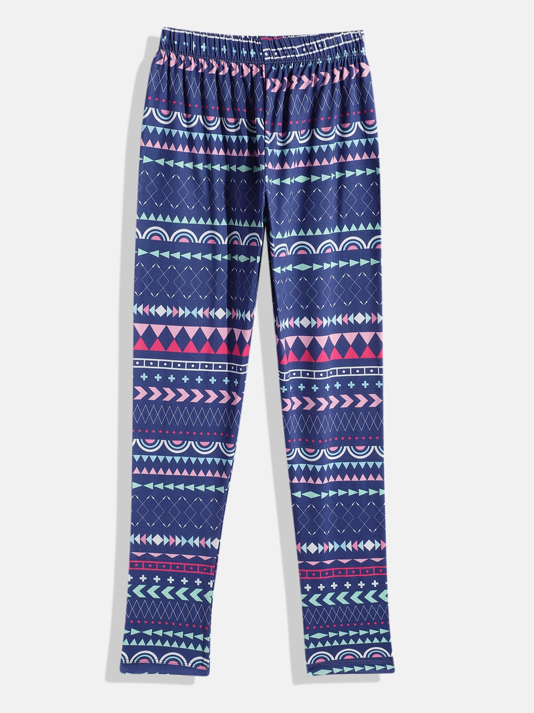 

Here&Now x Game Begins Girls Geometric Printed Pure Cotton Leggings, Navy blue