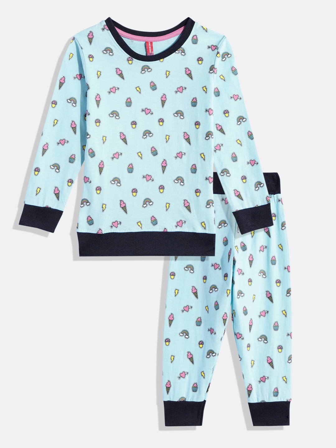 

Here&Now X Game Begins Girls Pure Cotton Printed T-shirt & Joggers, Blue