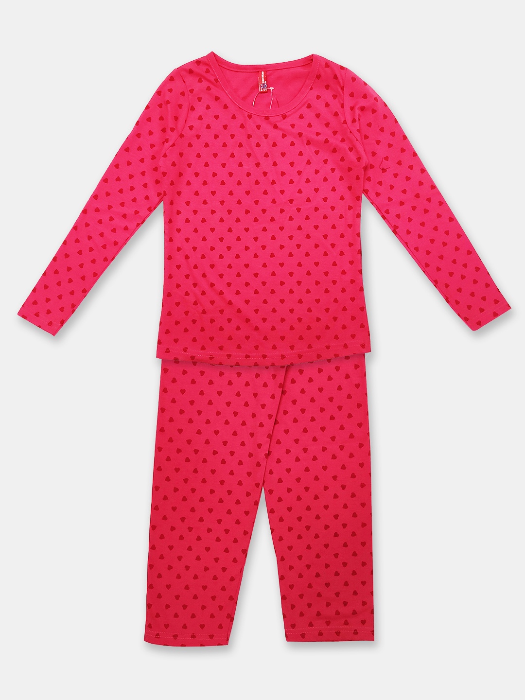 

Here&Now X Game Begins Girls Pure Cotton Printed Top with Trousers, Red