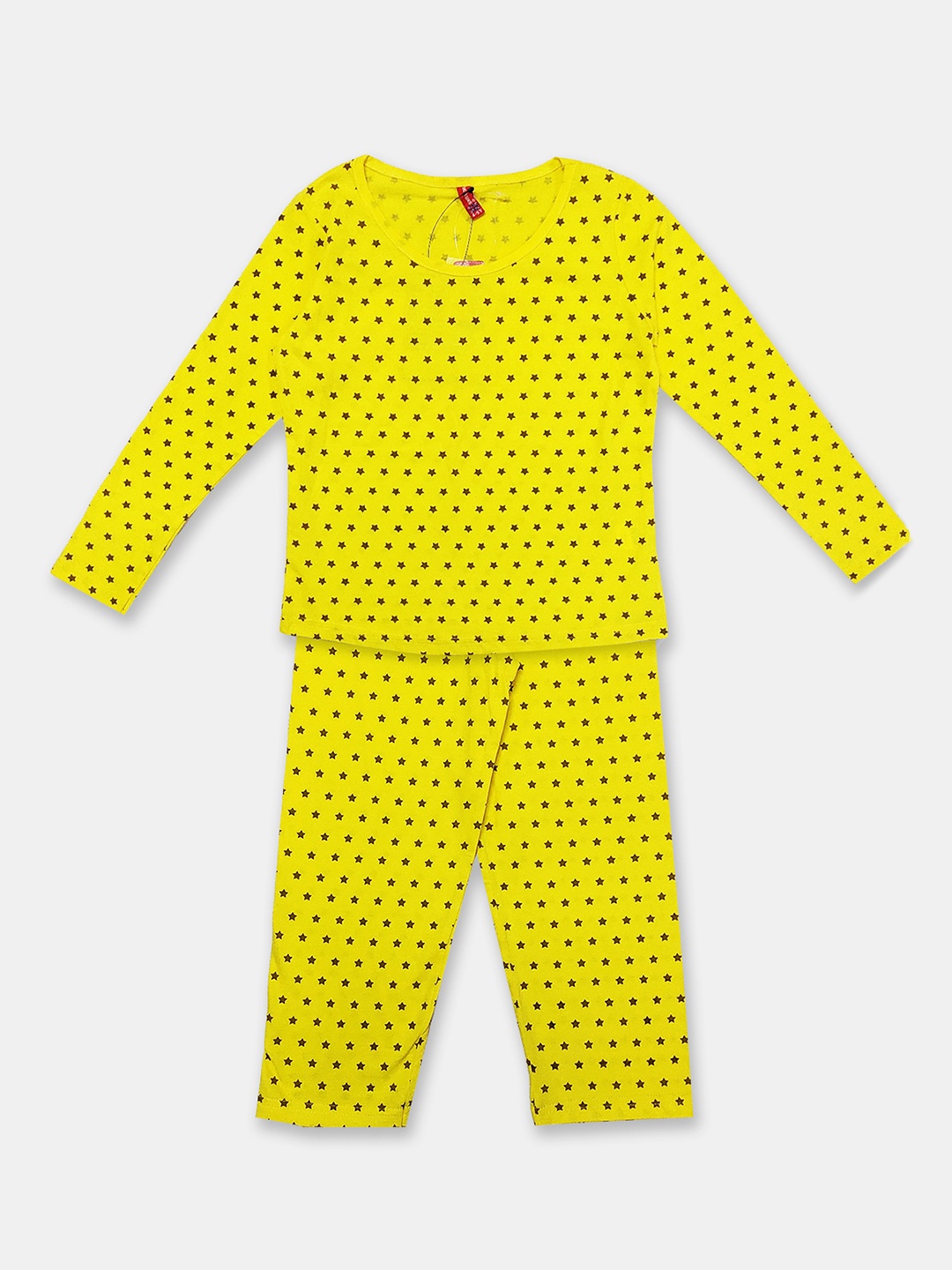 

Here&Now X Game Begins Girls Printed Pure Cotton Top with Trousers, Yellow