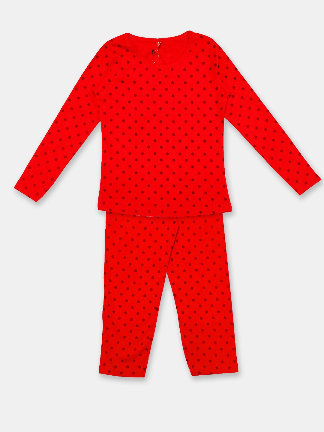 

Here&Now X Game Begins Girls Printed Pure Cotton Top with Trousers, Red
