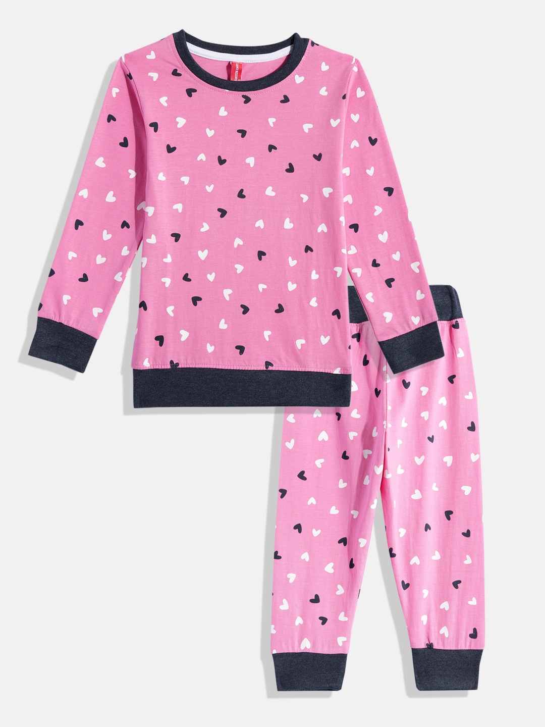 

Here&Now X Game Begins Girls Pure Cotton Printed T-shirt & Joggers, Pink