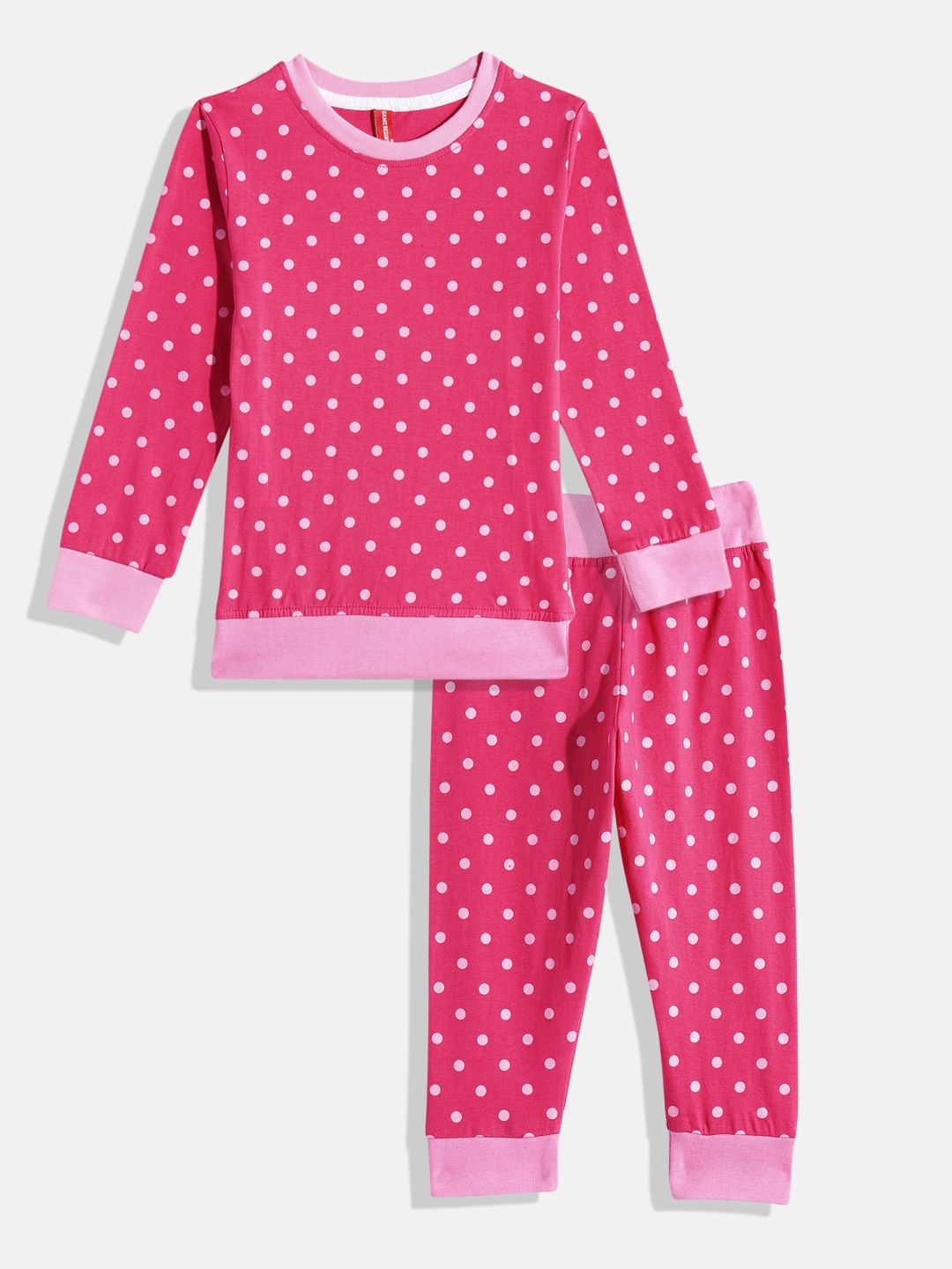 Here&Now X Game Begins Girls Pure Cotton Printed T-shirt With Joggers, Pink