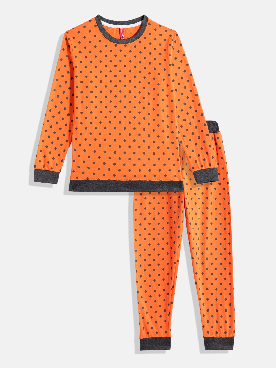 Here&Now X Game Begins Girls Pure Cotton Printed T-shirt With Joggers, Orange