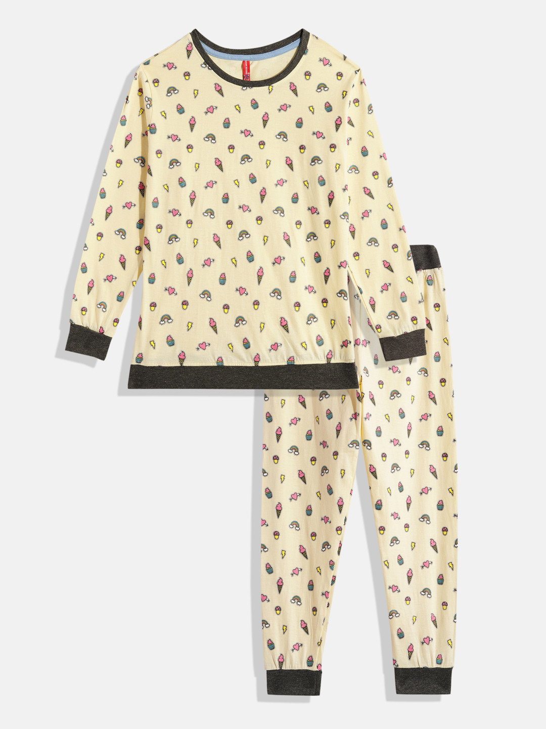 

Here&Now X Game Begins Girls Pure Cotton Printed T-shirt With Joggers, Yellow