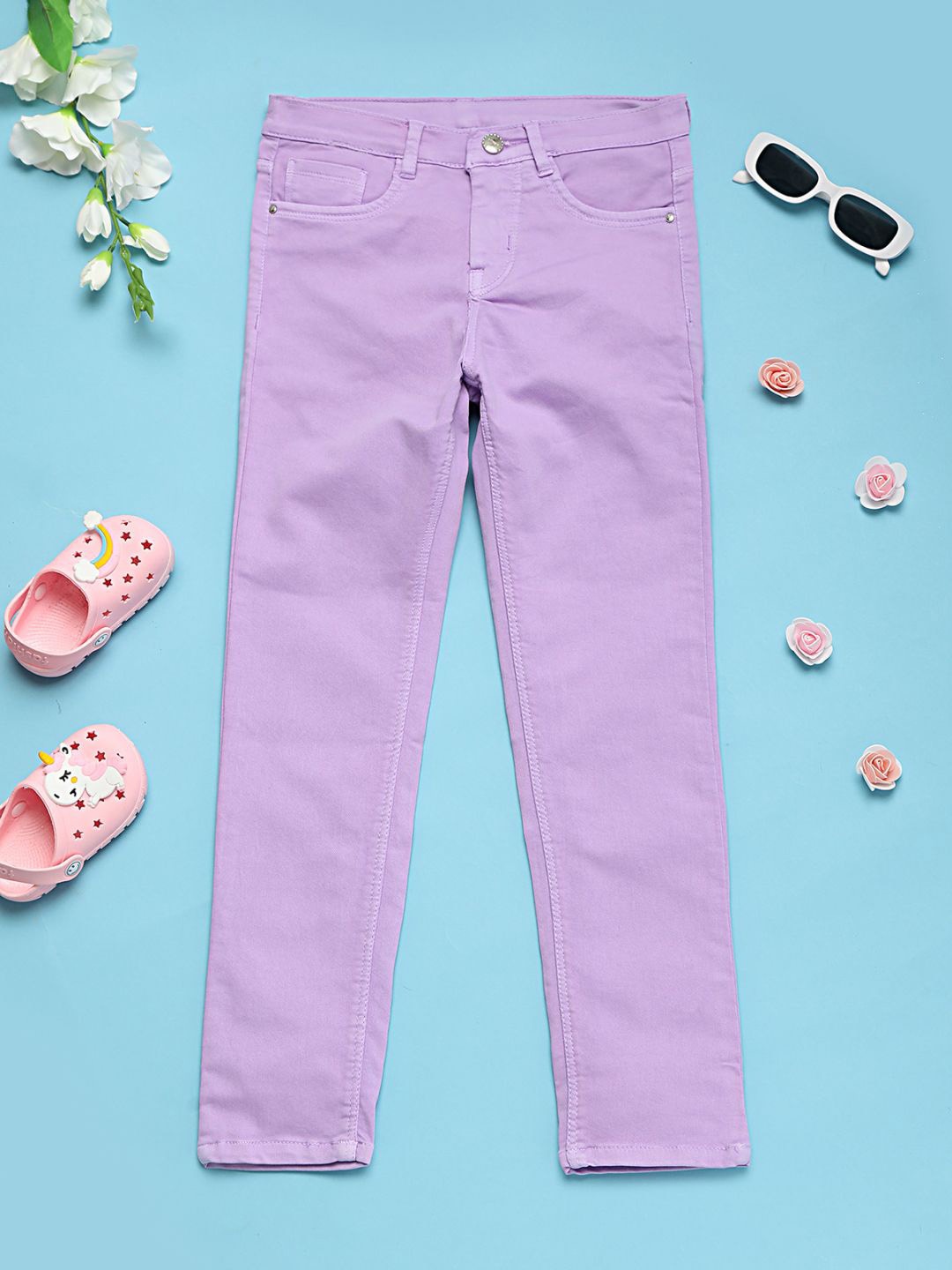 

V-Mart Girls Slim Fit Trousers, Lavender