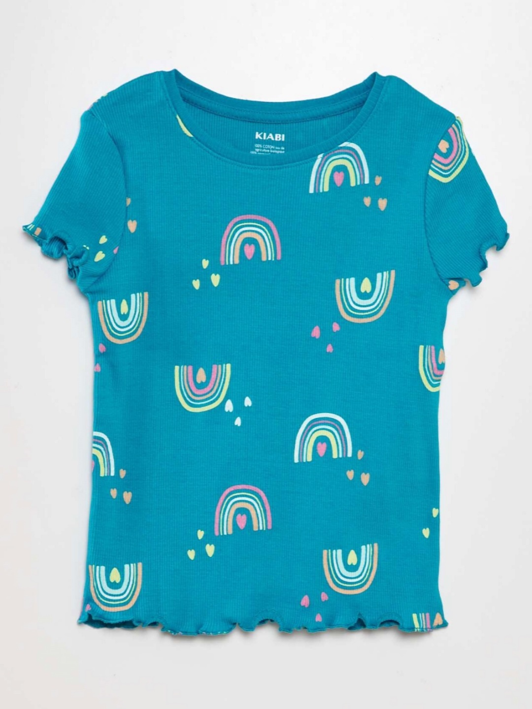 

KIABI Girls Printed Extended Sleeves Applique T-shirt, Blue