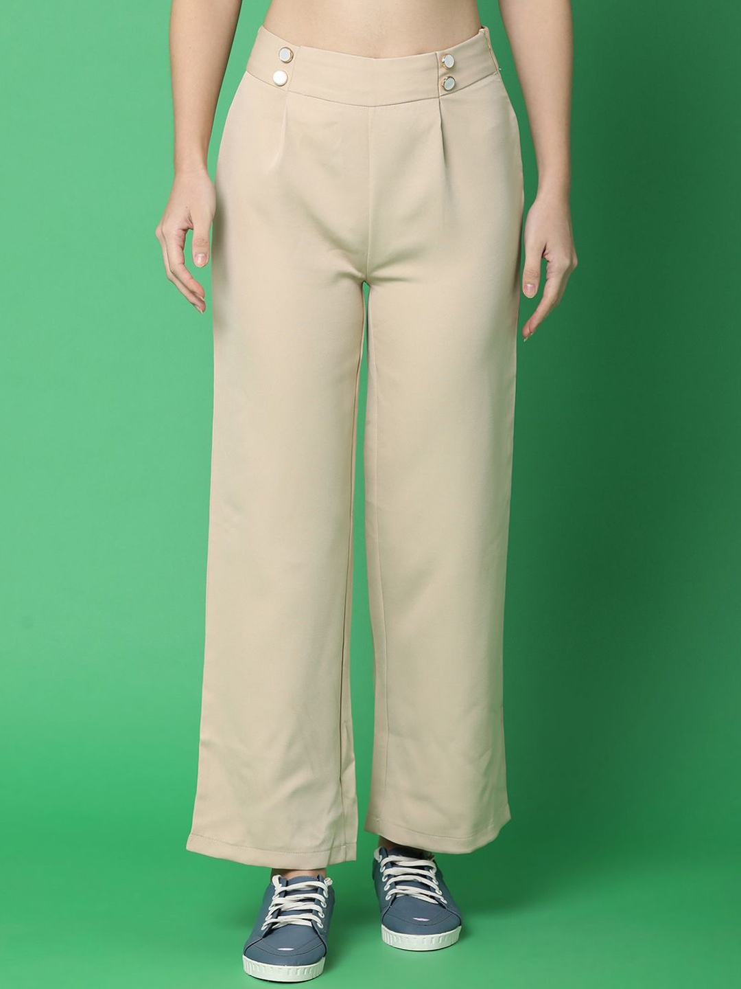 

UNLIMITED Women High-Rise Pleated Trousers, Beige