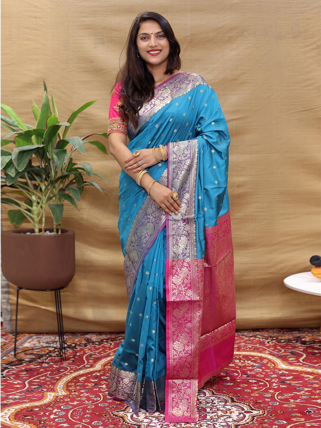 

KIMISHA Woven Design Zari Banarasi Saree, Blue