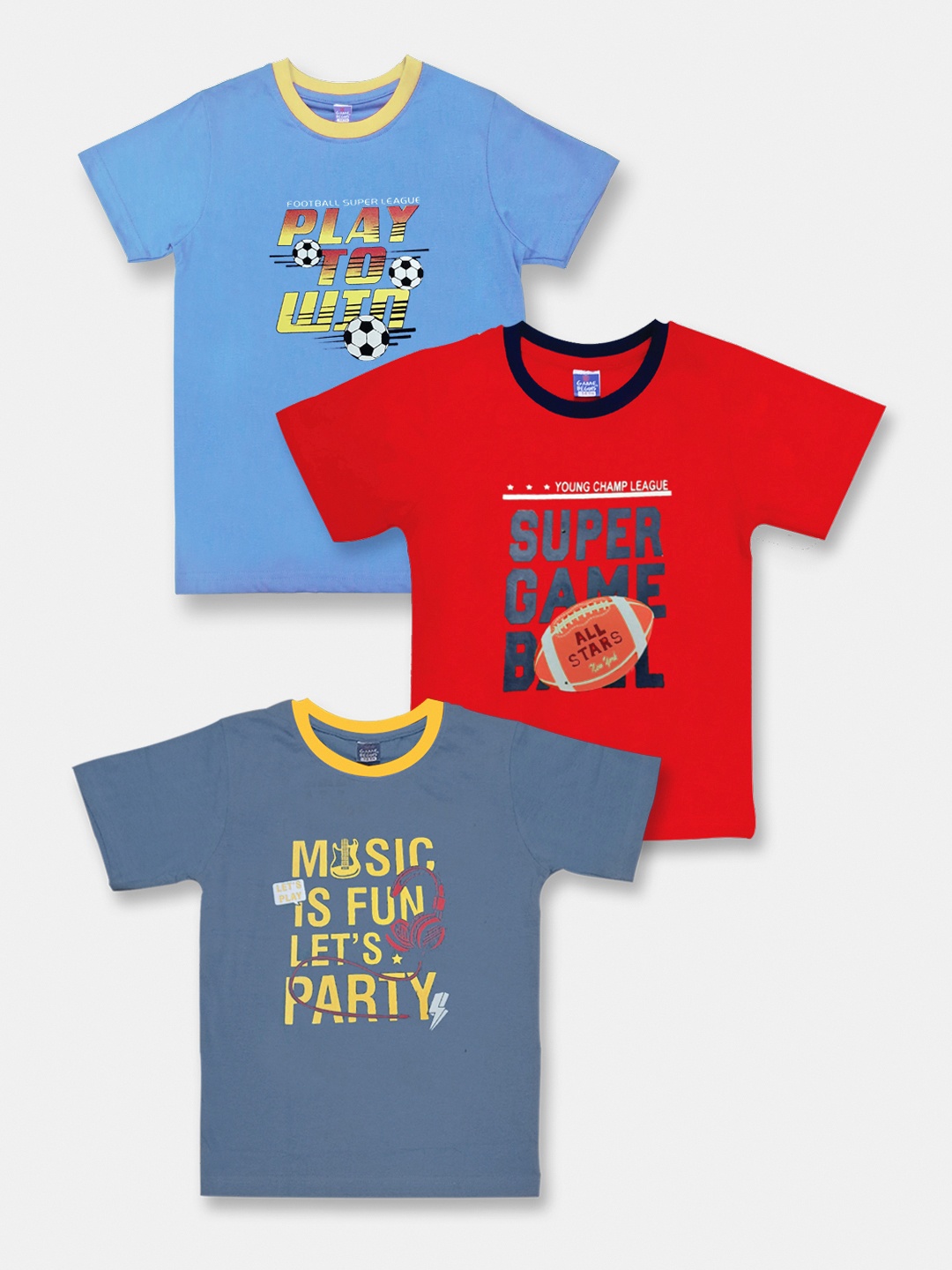 Here&Now X Game Begins Boys Set of 3 Printed T-shirts, Assorted