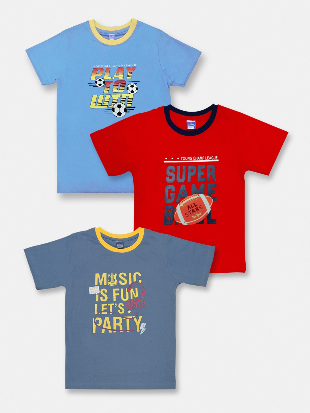 Here&Now X Game Begins Boys Set of 3 Printed T-shirts, Assorted
