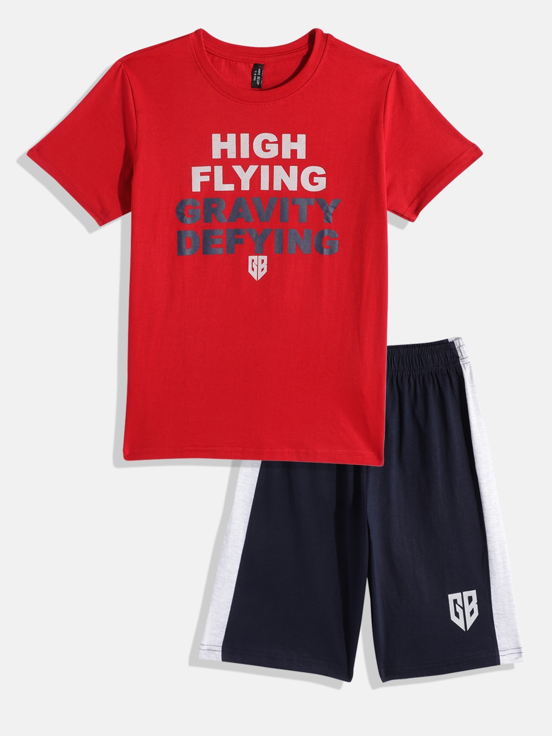

Here&Now X Game Begins Boys Printed Pure Cotton T-shirt with Shorts, Red