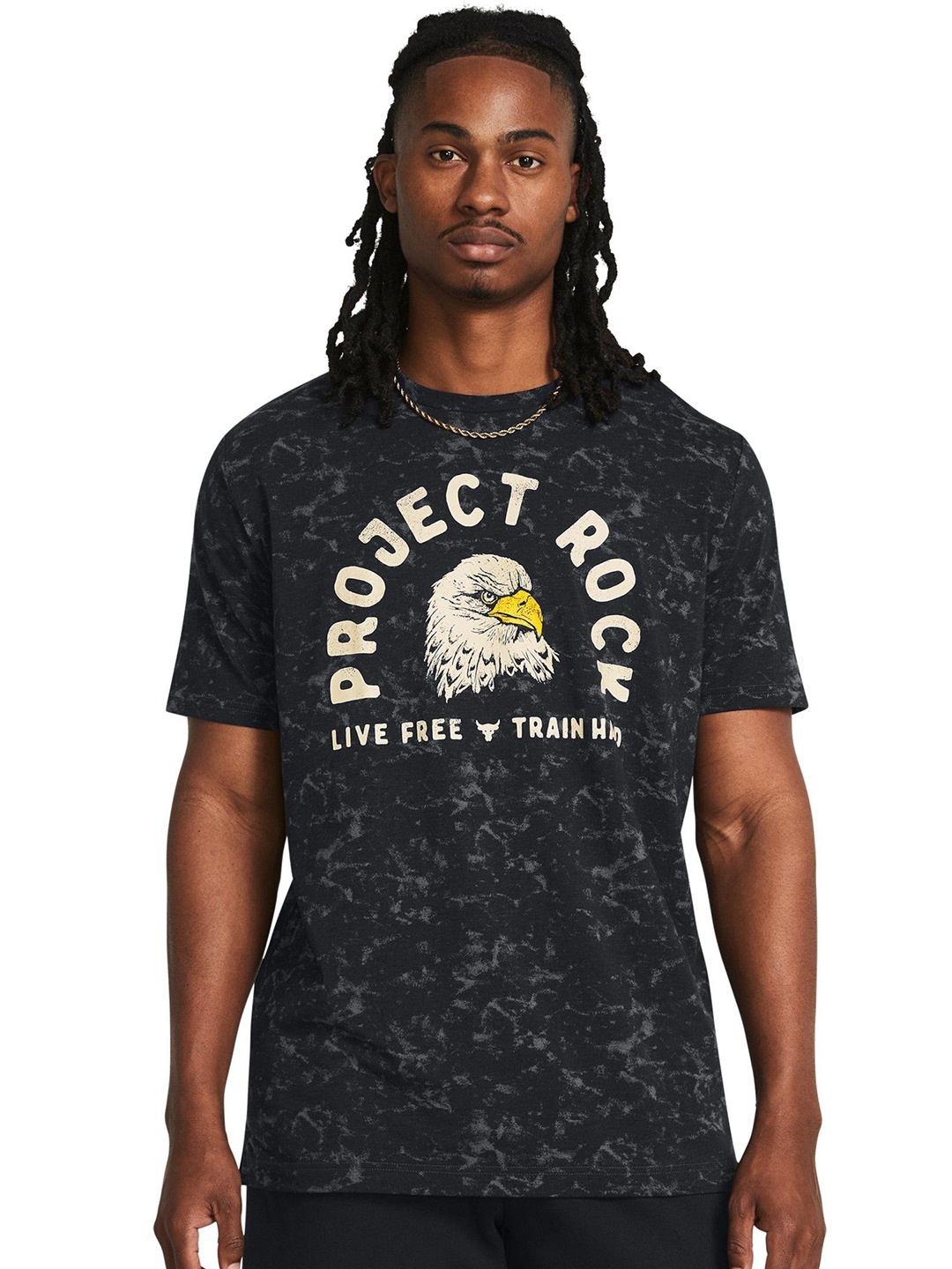 

UNDER ARMOUR Men Project Rock Free Graphic Round Neck T-Shirt, Black