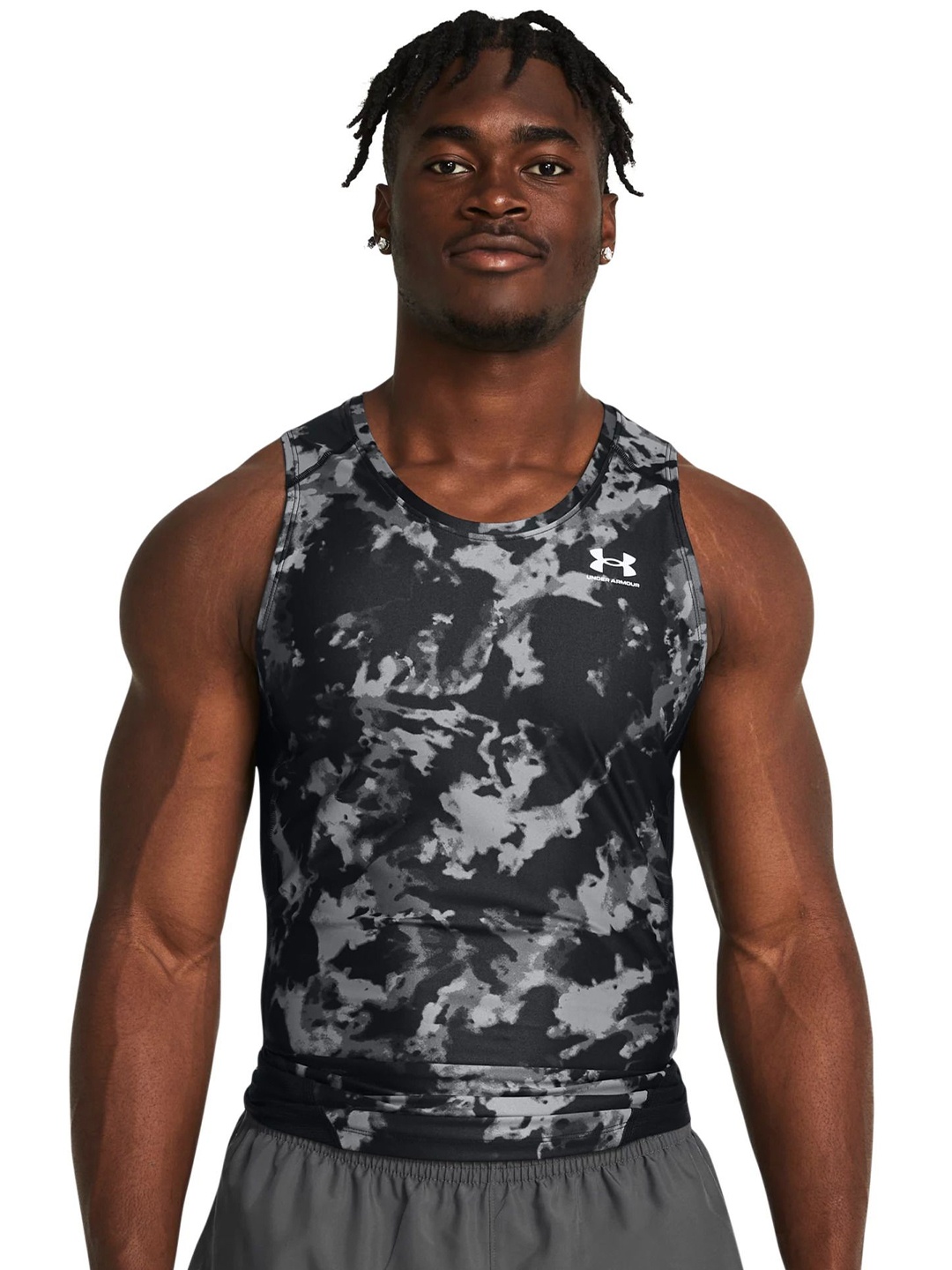 

UNDER ARMOUR Men Heatgear IsoChill Printed Round Neck Sleeveless Tshirts, Black