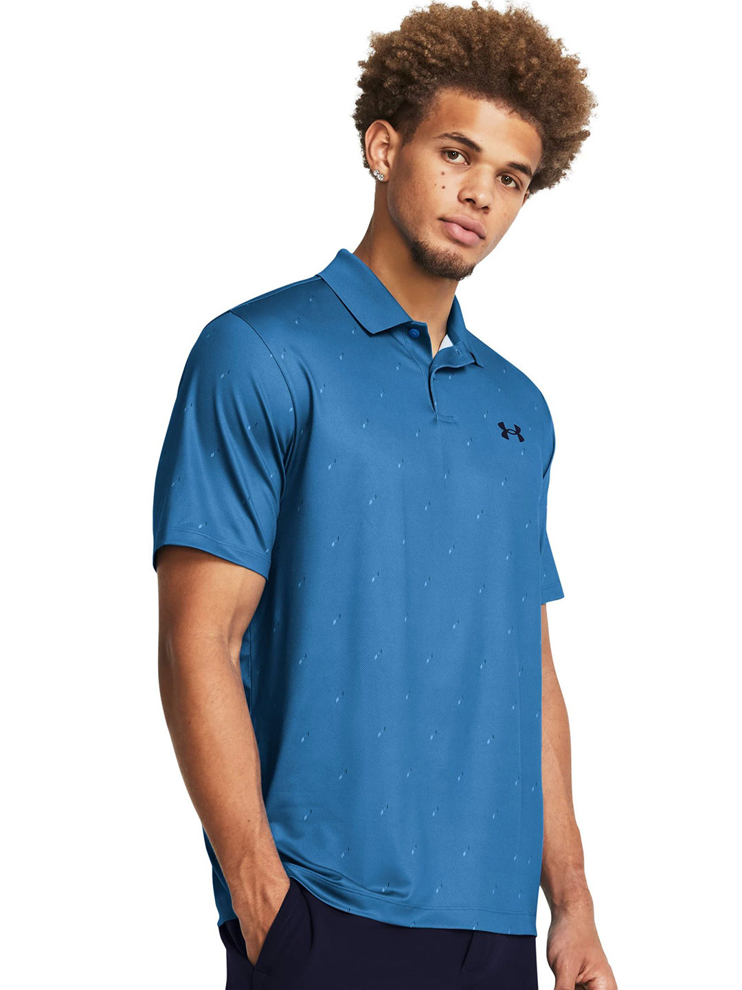 

UNDER ARMOUR Perf 3.0 Men Printed Polo Collar Short Sleeves Relaxed Fit Polo Tshirts, Blue