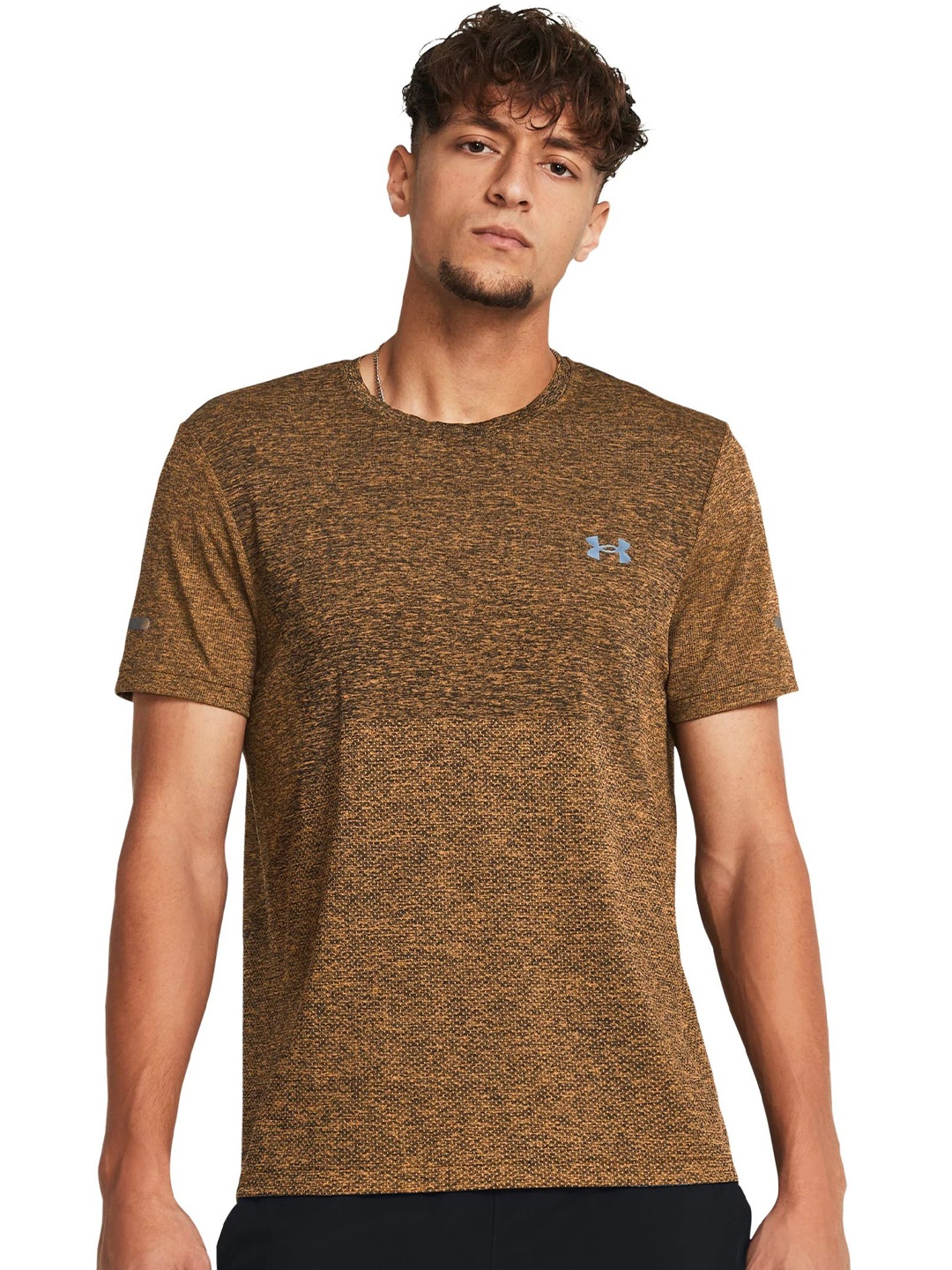 

UNDER ARMOUR UA SEAMLESS STRIDE Brand Logo Printed Regular Fit T-Shirt, Orange