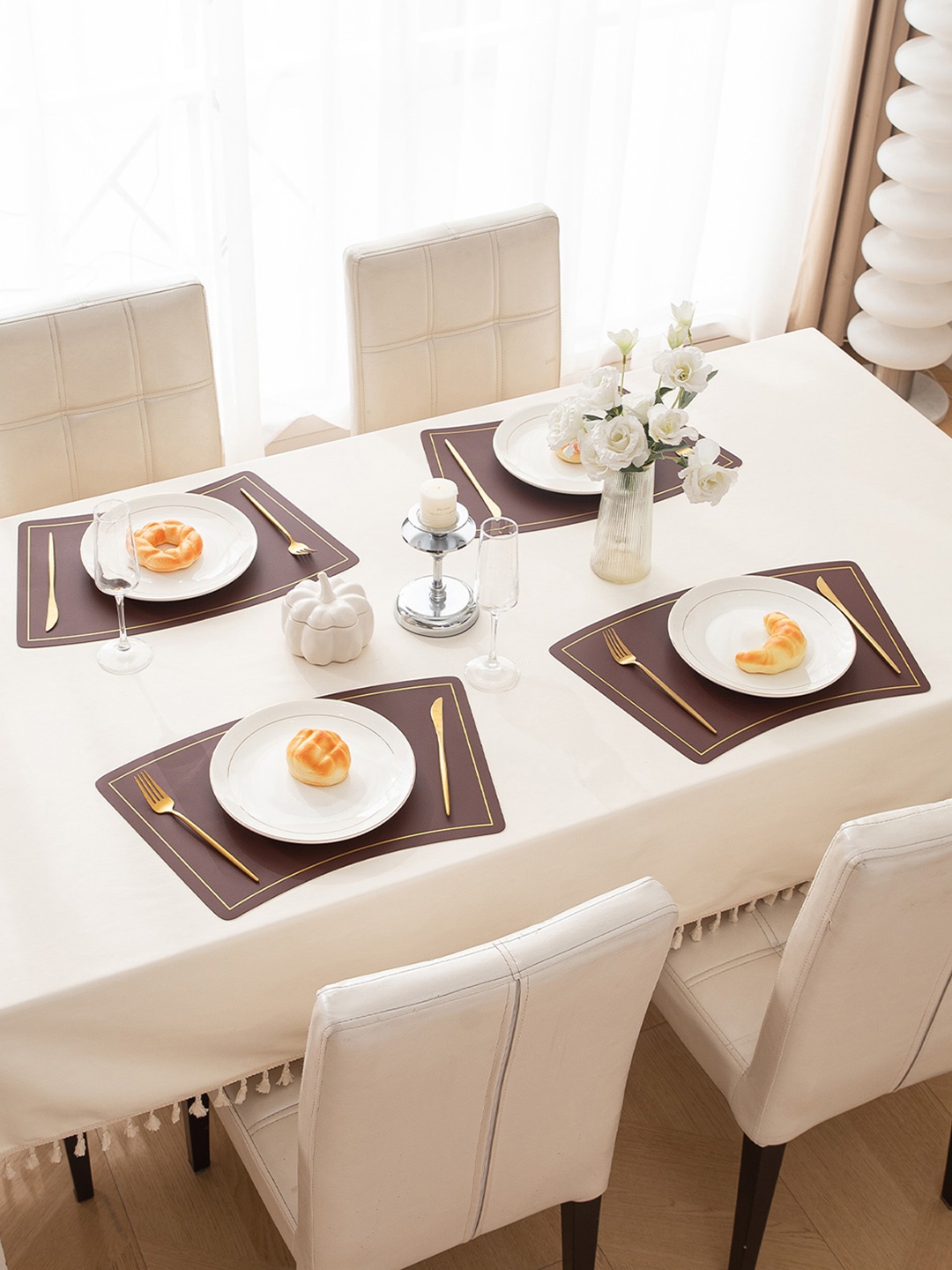 

HOKIPO Brown 4 Pieces Heat Resistant & Waterproof Table Placemats