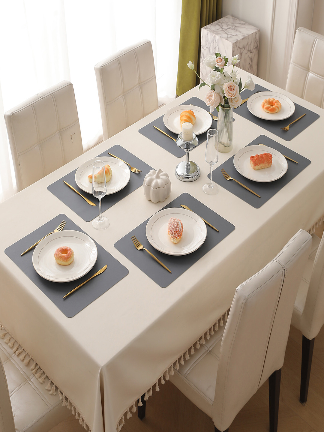 

HOKIPO Grey 6 Pieces Heat Resistant Dinner Table Placemats