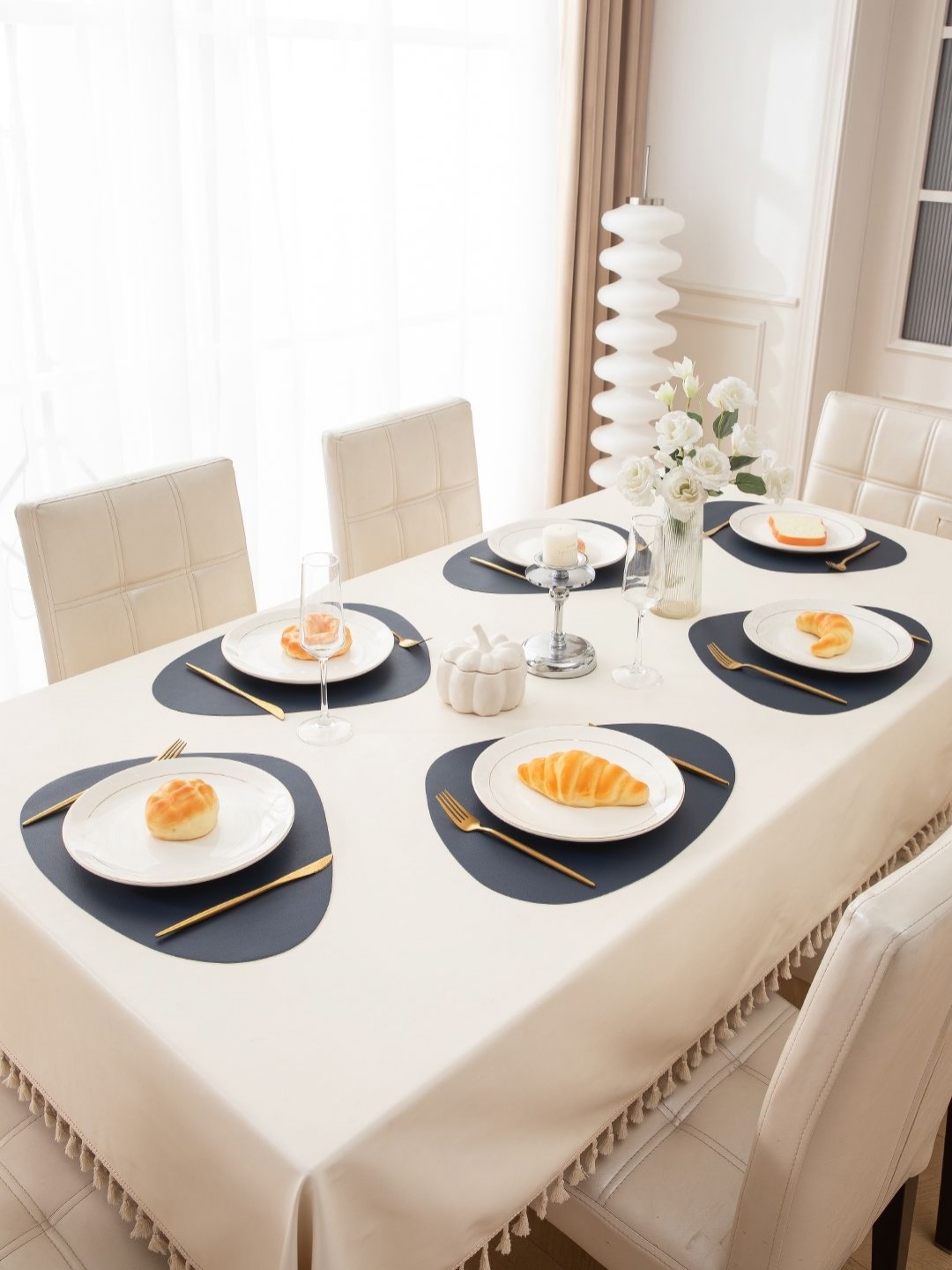 

HOKIPO Navy Blue 6 Pieces Waterproof Table Placemats