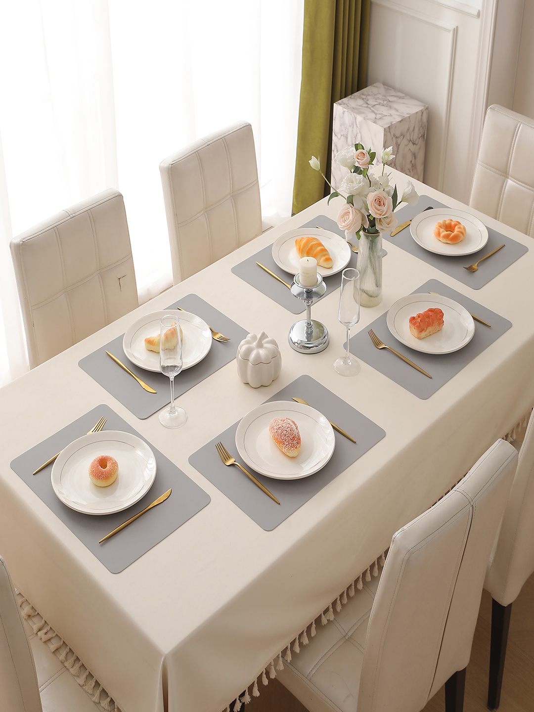 

HOKIPO Grey 6 Pieces Heat Resistant Dinner Table Mats