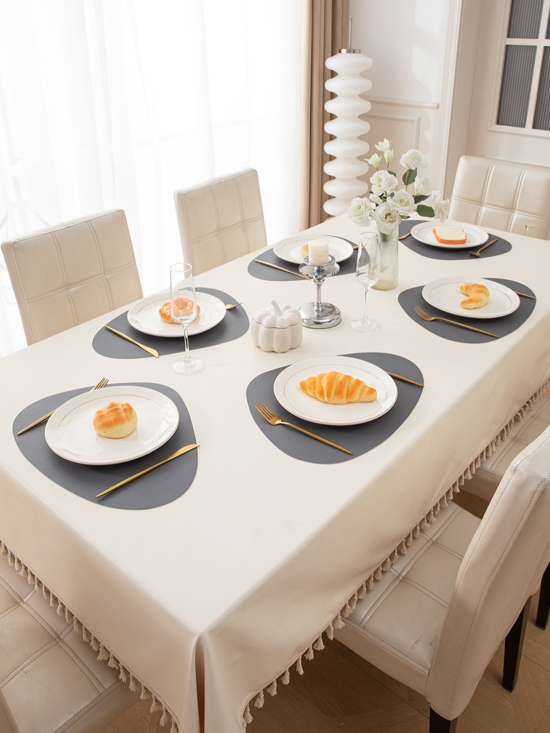 

HOKIPO Grey 6 Pieces Heat Resistant Dinner Table Placemats