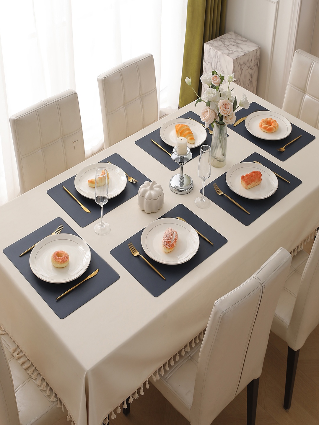 

HOKIPO Navy-Blue 6 Pieces Heat Resistant Dinner Table Placemats