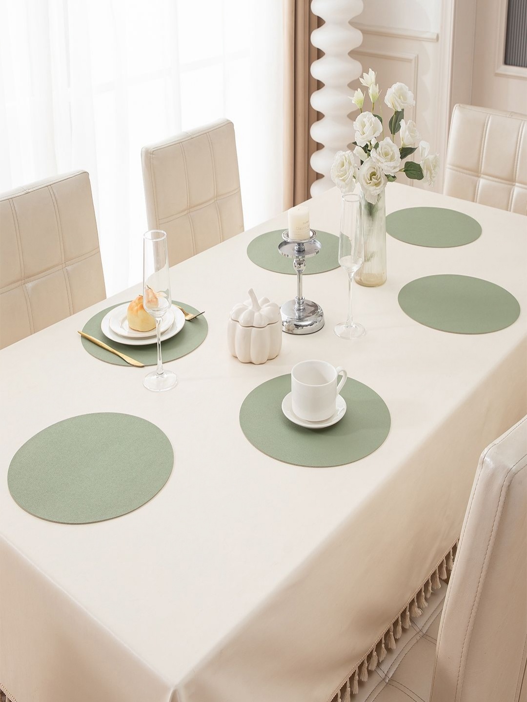 

HOKIPO Green 6 Pieces Heat Resistant Dinner Table Placemats