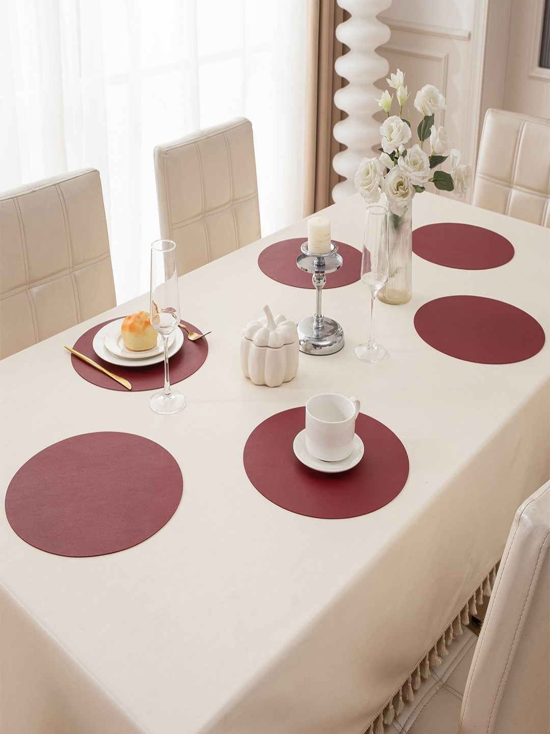 

HOKIPO Red 6 Pieces Waterproof Table Placemats