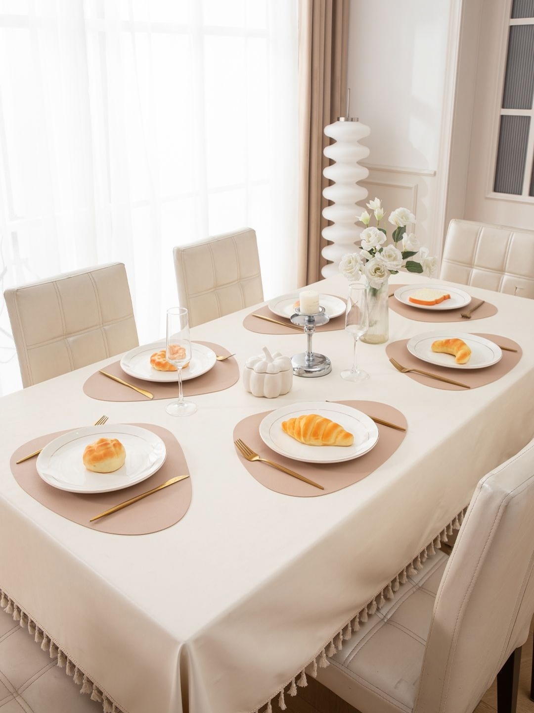 

HOKIPO Beige 6 Pieces Heat Resistant & Waterproof Table Placemats
