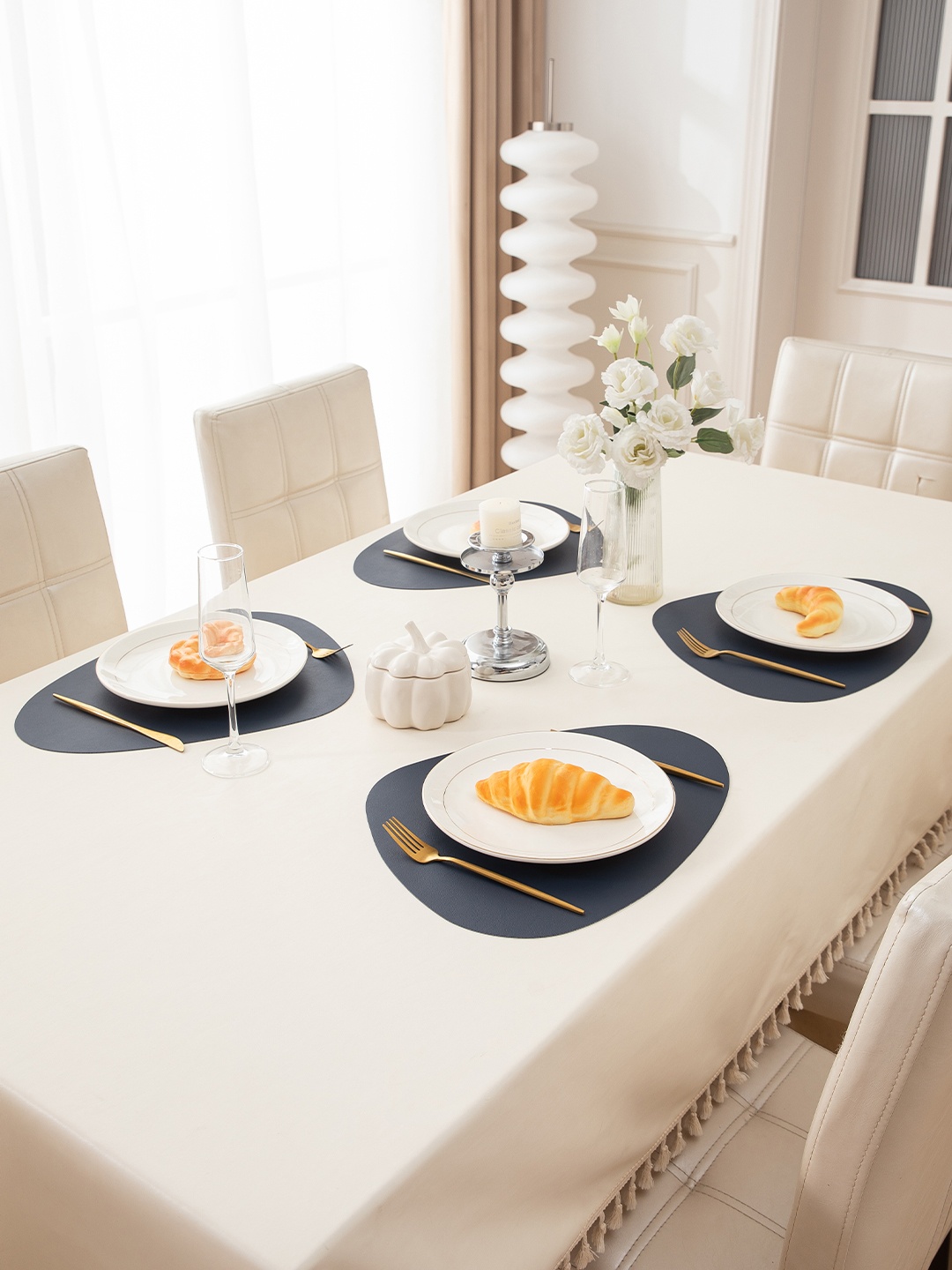 

HOKIPO Navy Blue 4 Pieces Waterproof & Heat Resistant Table Placemats