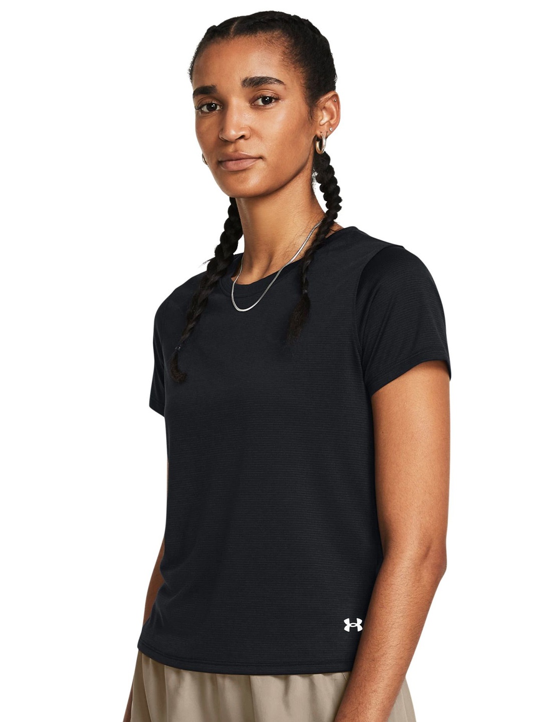 

UNDER ARMOUR Women UA Launch Solid Slim Fit T-Shirt, Black