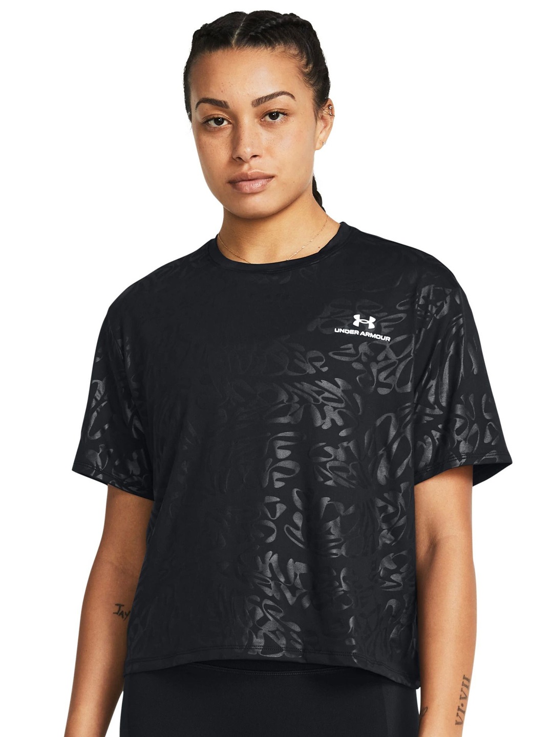

UNDER ARMOUR UA Vanish Energy Emboss Relaxed Fit Crop T-Shirt, Black