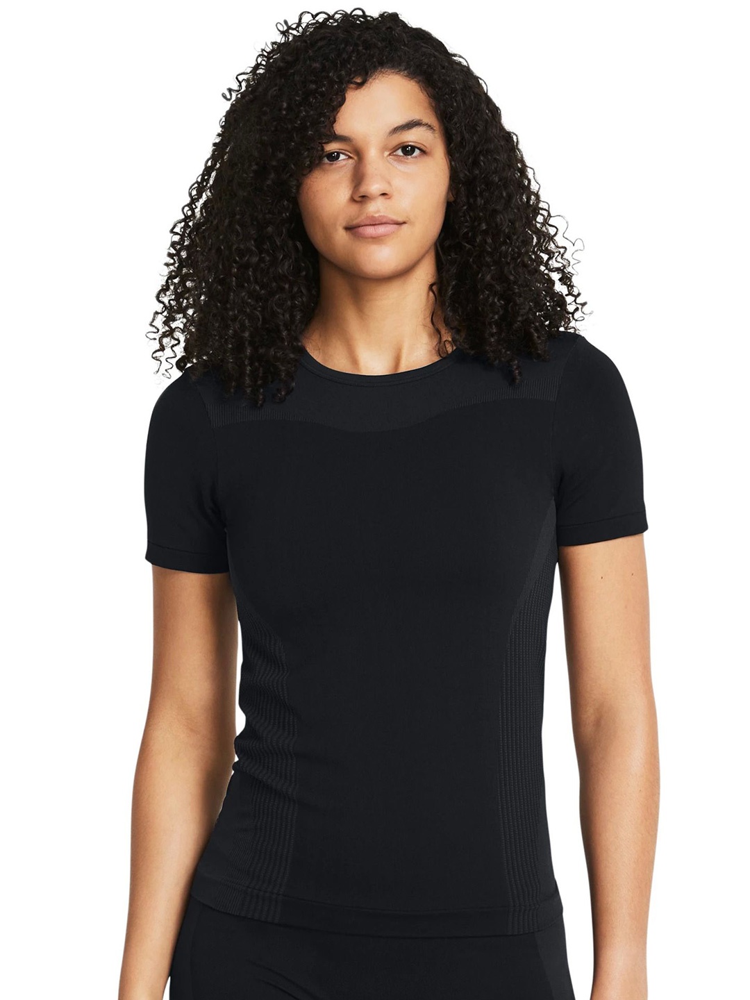 

UNDER ARMOUR Women UA Vanish Elite Seamless Solid Slim Fit T-Shirt, Black