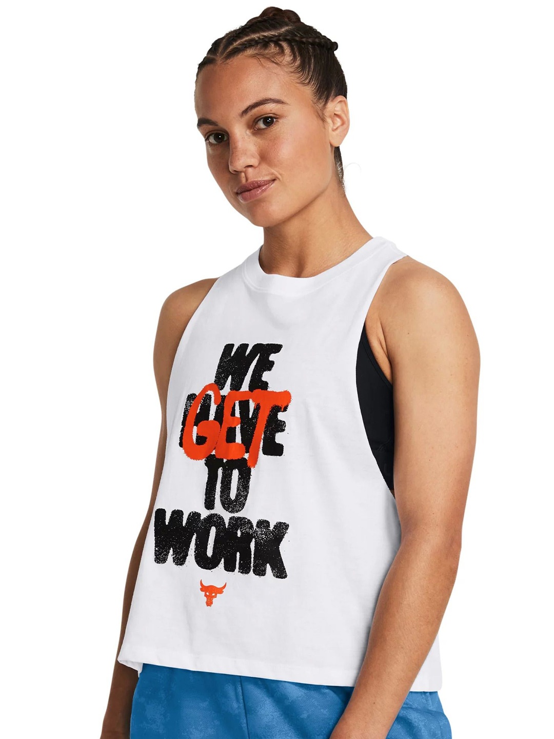 

UNDER ARMOUR Women Project Rock Underground Printed Tank Sleeveless Tshirts, White