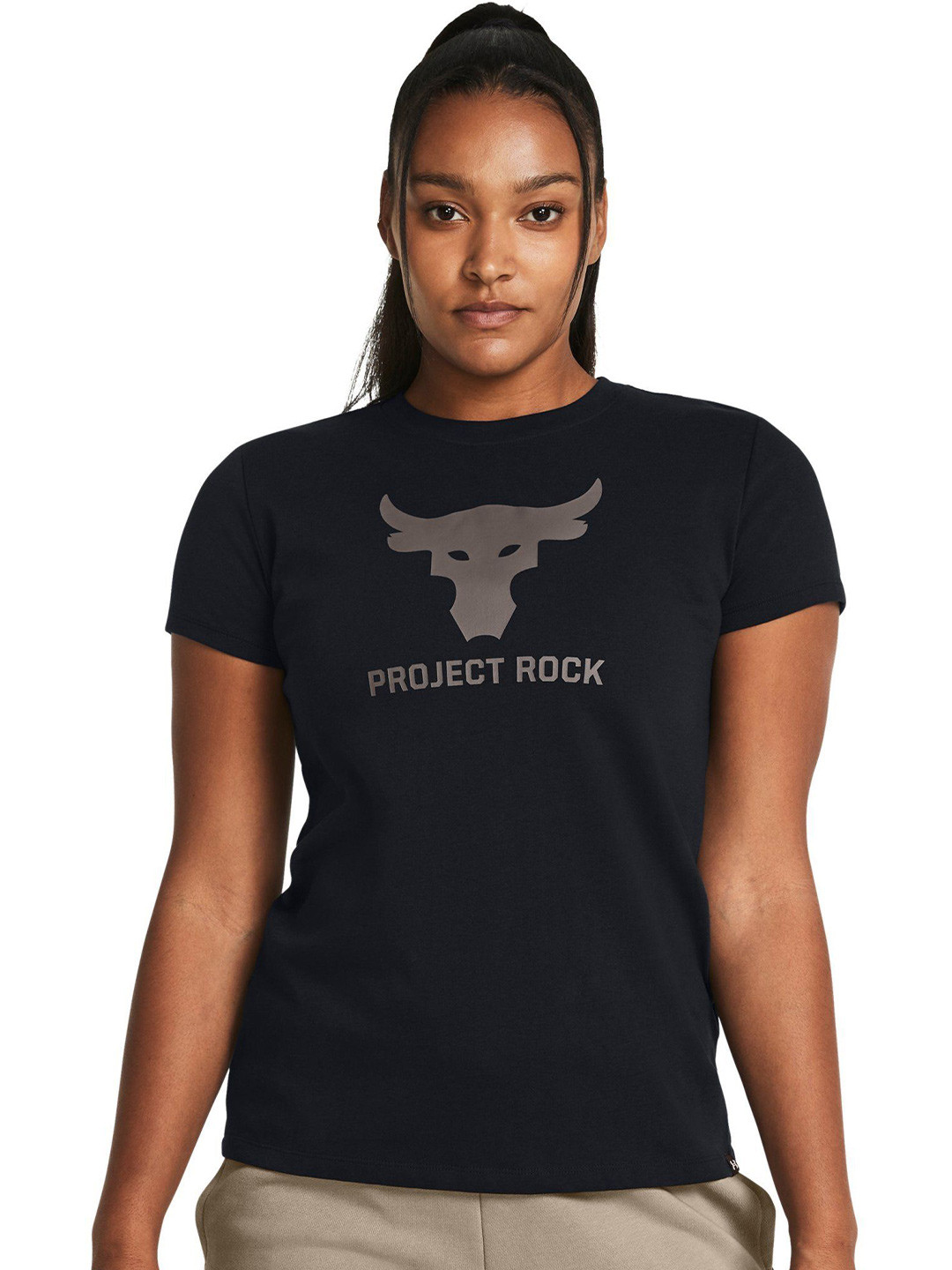 

UNDER ARMOUR Women Project Rock All Days Graphic Tee Round Neck Tshirts, Black