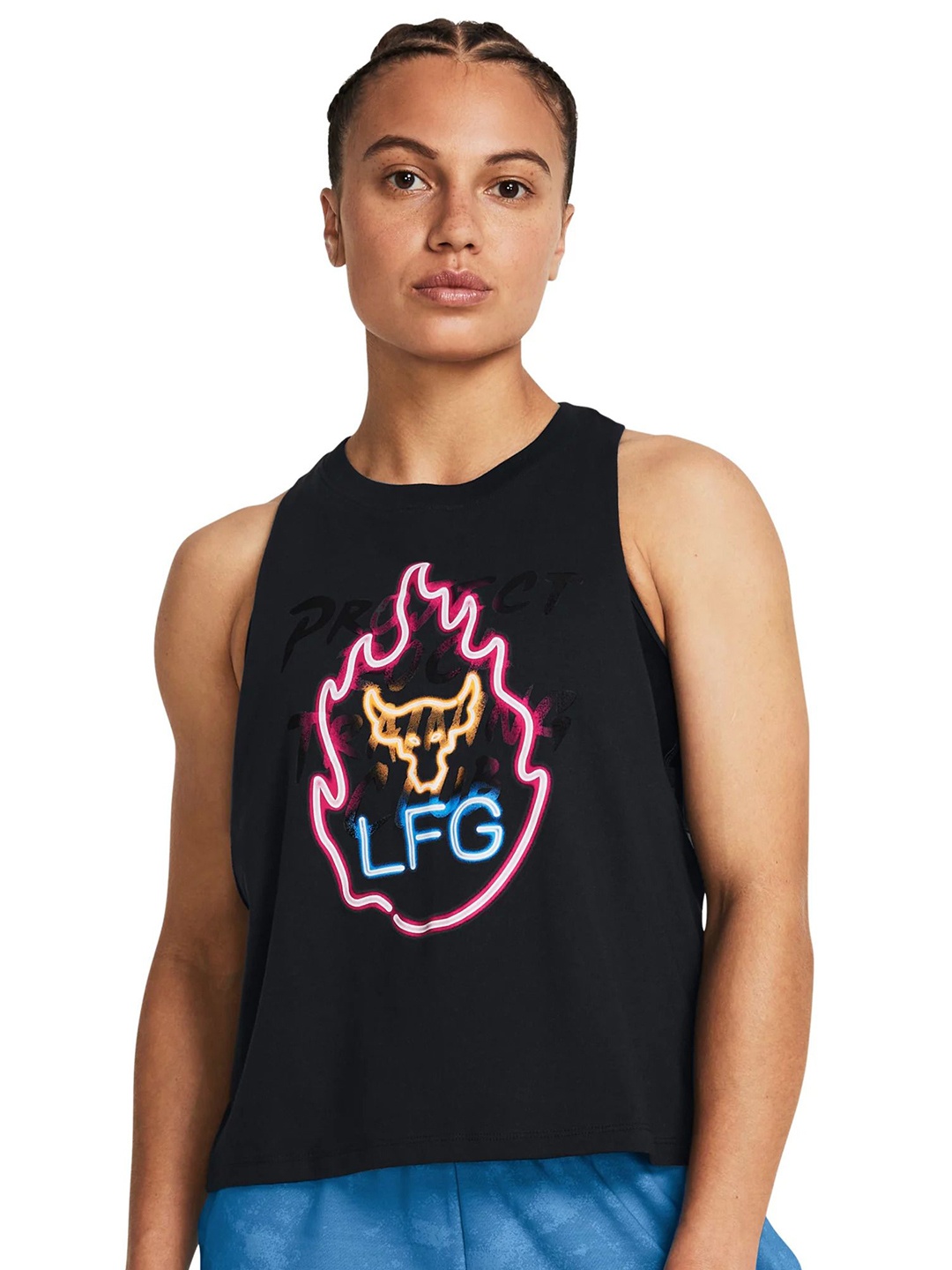 

UNDER ARMOUR Printed Project Rock W Neon Flame Tank, Black