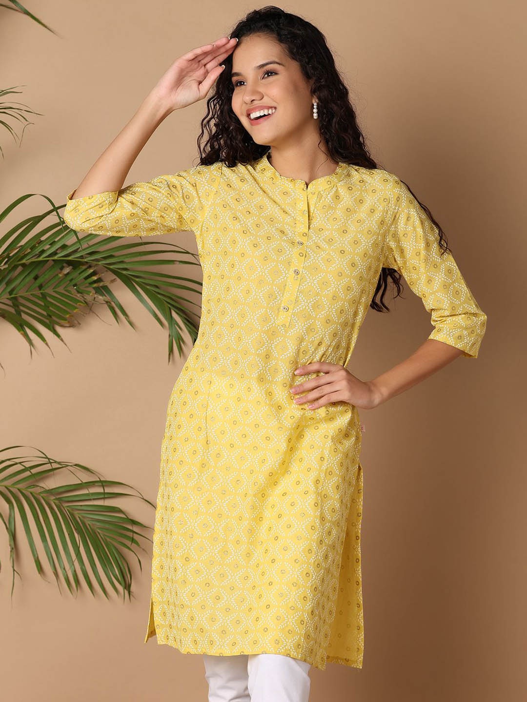 UNLIMITED Ethnic Motifs Printed, Yellow